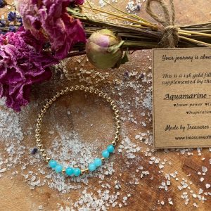 Gold Filled Bracelet Crystal Aquamarine Birthstone March