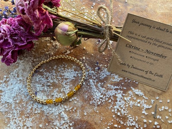 Gold Filled Bracelet Crystal Citrine Birthstone November