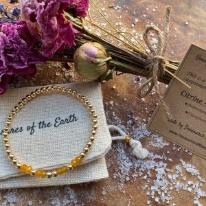 Gold Filled Bracelet Crystal Citrine Birthstone November with Pouch