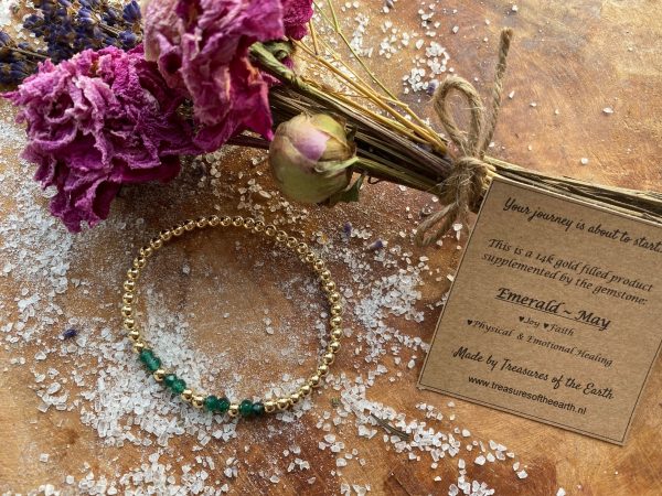 Gold Filled Bracelet Crystal Emerald Birthstone May