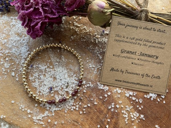 Gold Filled Bracelet Garnet Birthstone January