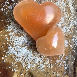 Healing stones Crystal Orange Selenite Heart Medium and Large