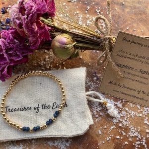 Gold Filled Sapphire Bracelet Birthstone September with Pouch