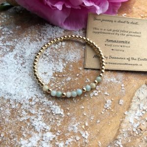 Gold Filled Bracelet Self Love Crystal Amazonite 0123