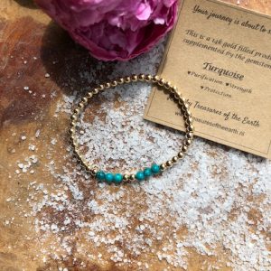 Gold Filled Bracelet Strength Crystal Turquoise 0033