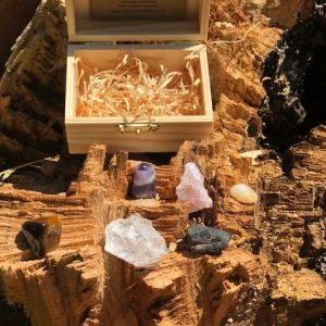 6 Witches Crystals in wooden box with description